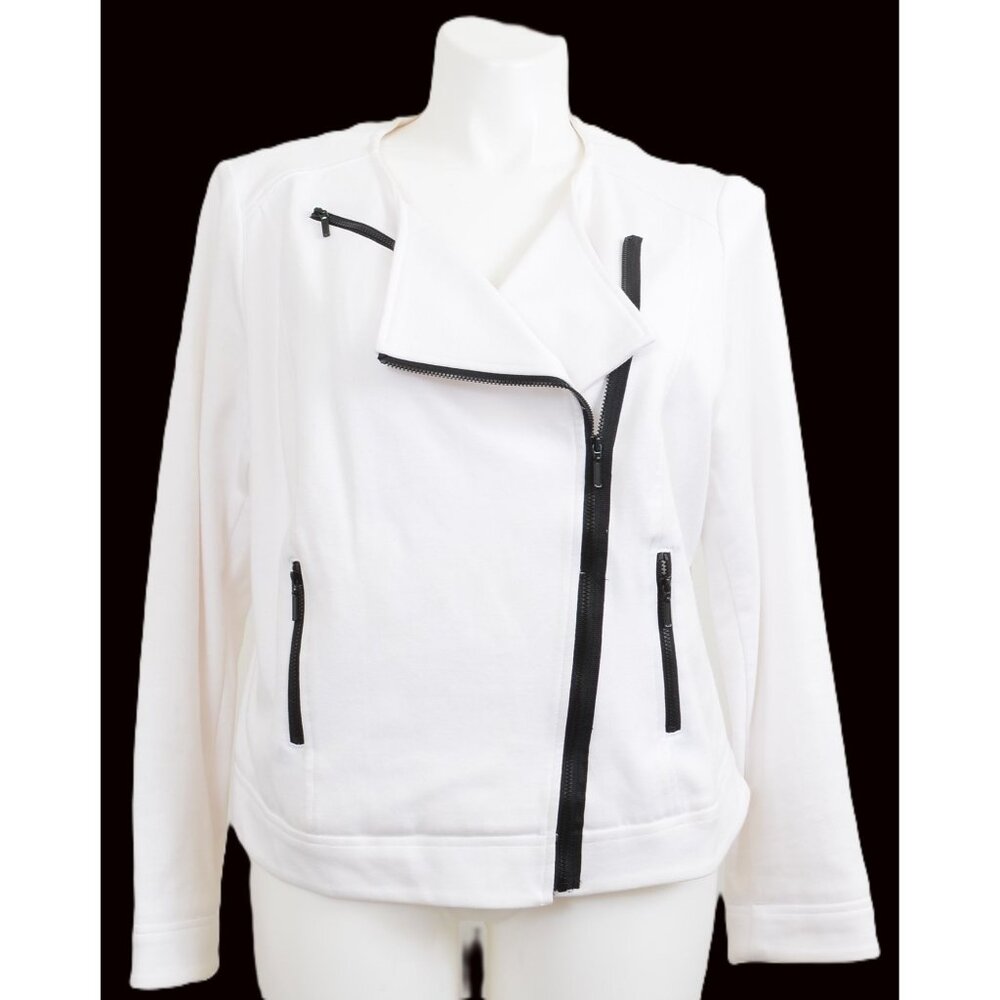 Lane Bryant Stretch Plus Size‎ 20 Bomber Moto Jacket Zip Pockets Nautical Preppy
